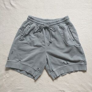 C2H4 Ruin Distressed Sweat Shorts Mens M Gray Trashed Grunge Street Wear Baggy